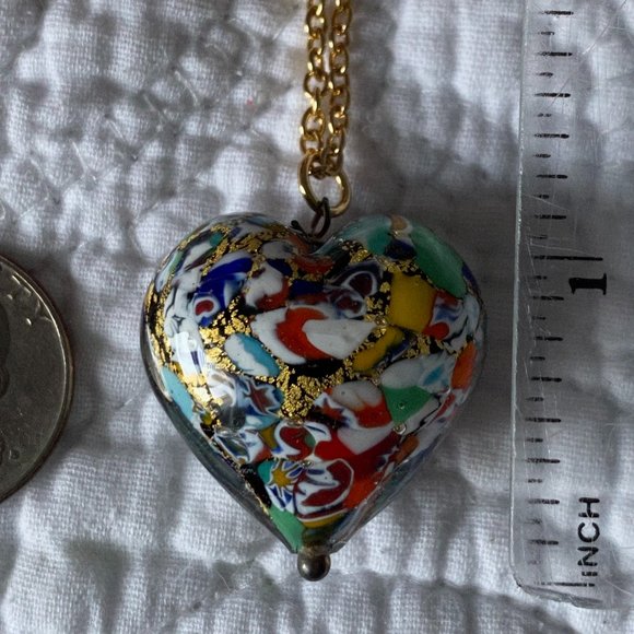 Heart Murano Glass Heart Necklace Italy New with Info Card - Picture 6 of 9